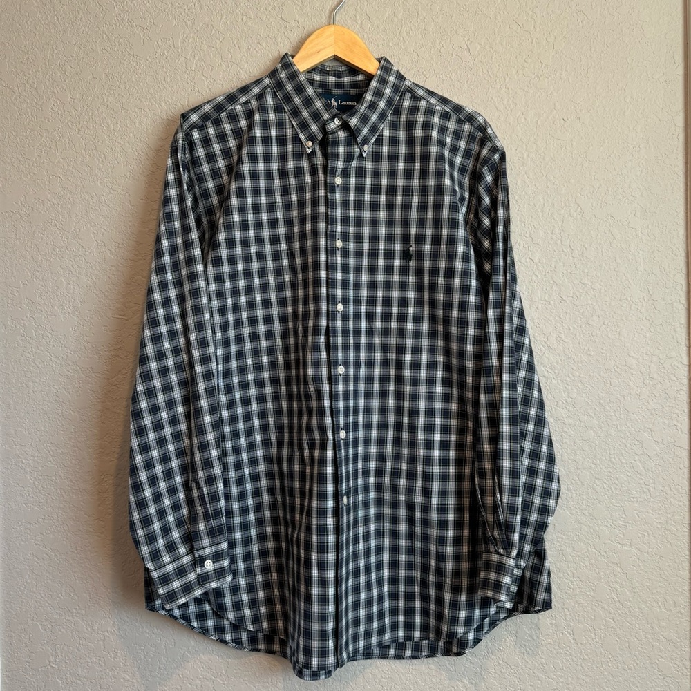 Ralph Lauren Black and White Plaid Casual Button Down Shirt